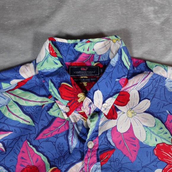 Vineyard Vines Slim Fit Murray Shirt Mens L Floral Hawaiian Lightweight - Picture 5 of 9